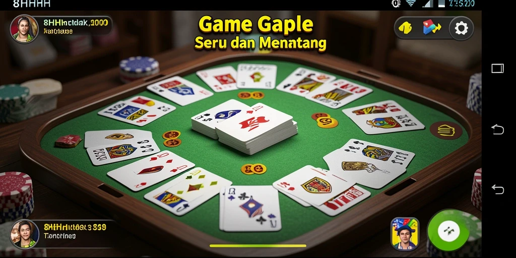 Screenshot utama 8HHH menampilkan suasana permainan Gaple