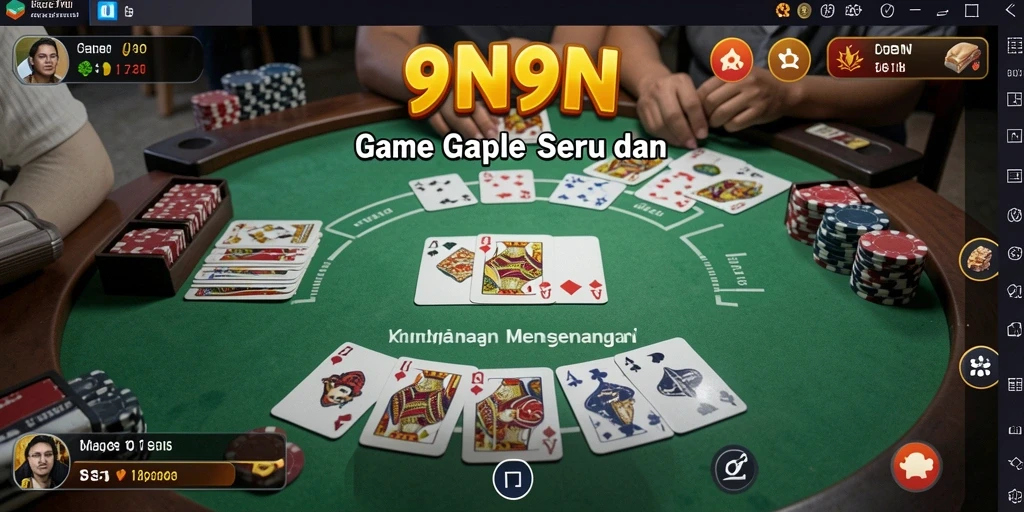 Tampilan gameplay seru di 9N9N dengan kartu Gaple yang menarik.