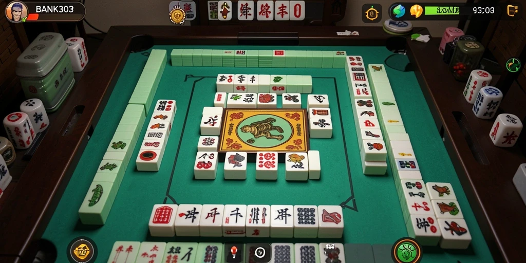 Tampilan screenshot gameplay BANK303 saat menyelesaikan tantangan Mahjong.