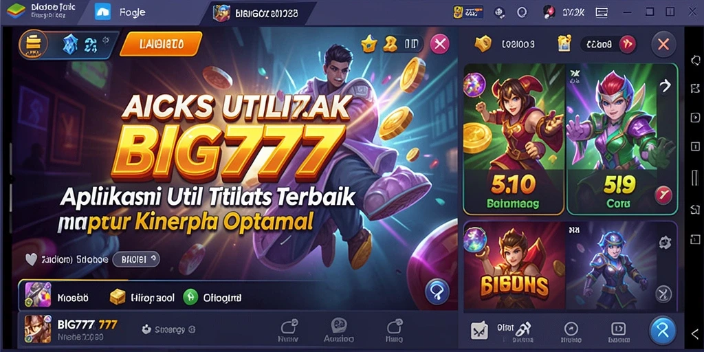Tampilan utama BIG777 dengan fitur Utility yang lengkap dan menarik.