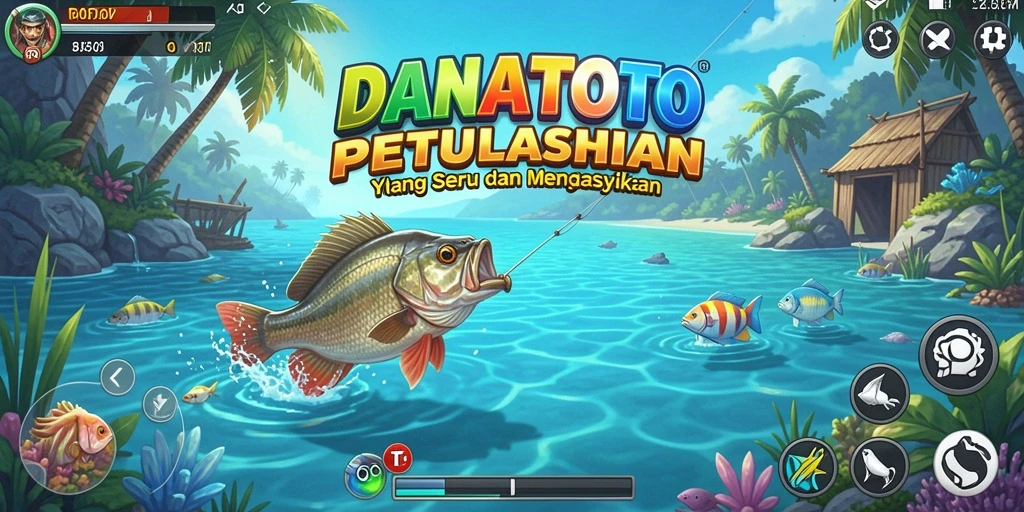 Tampilan gameplay memancing yang seru di DANATOTO.