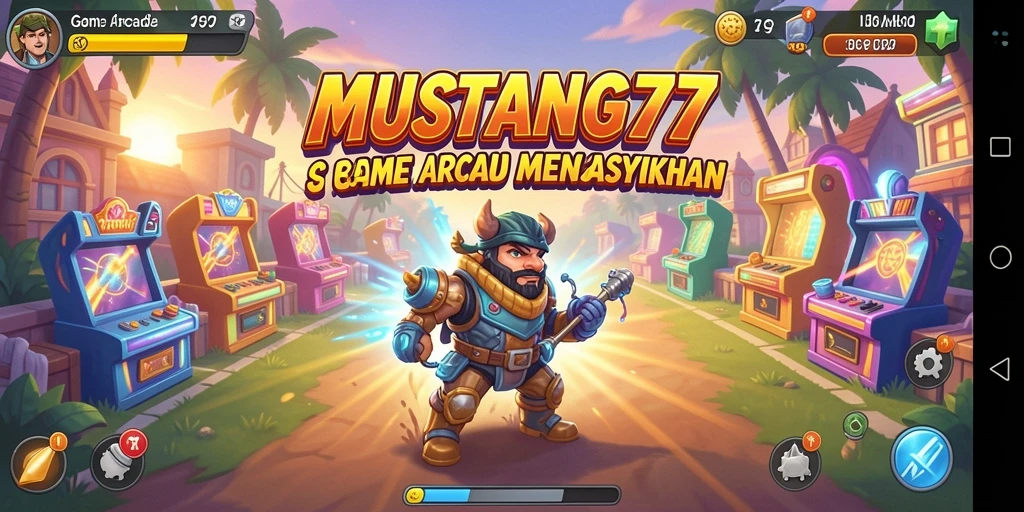 Tampilan gameplay MUSTANG77 yang menegangkan dan penuh warna.