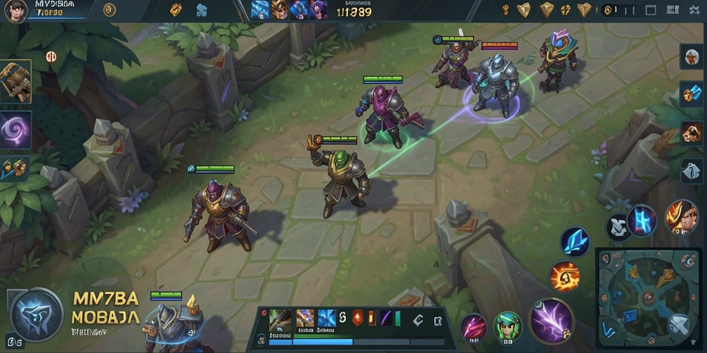 Screenshot utama MVP789 menampilkan pertarungan tim yang seru di arena MOBA.
