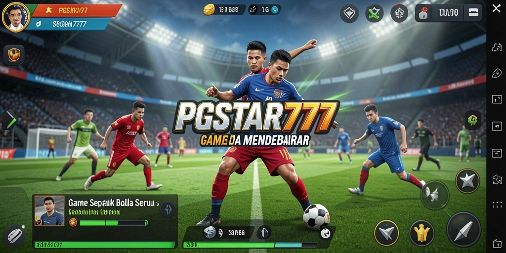 Screenshot gameplay PGSTAR777 menunjukkan aksi mendebarkan di lapangan sepak bola.