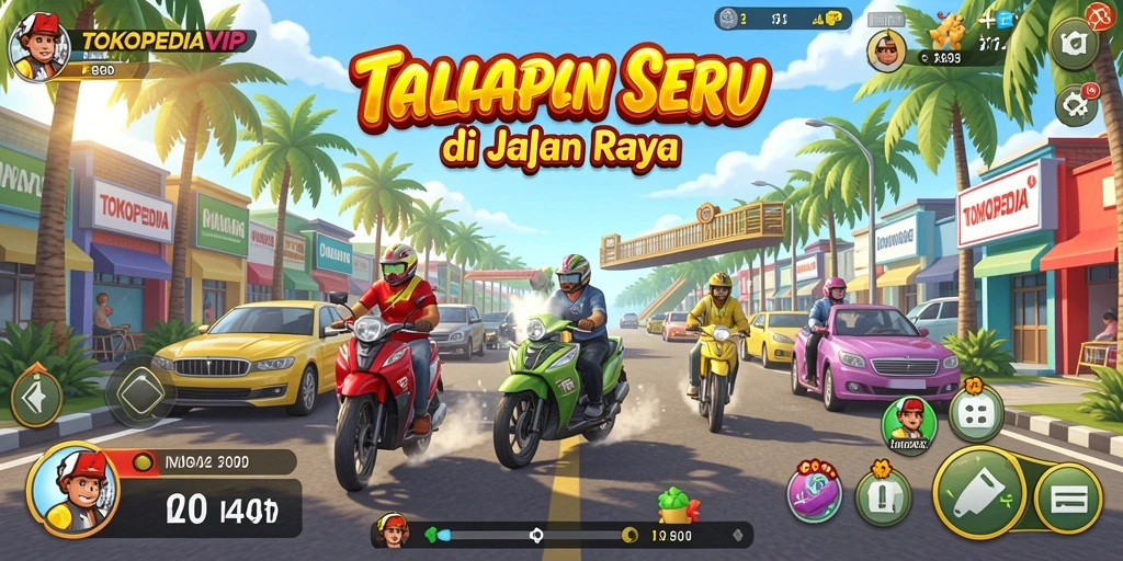 Gameplay seru balapan di TOKOPEDIAVIP dengan grafis yang menakjubkan.