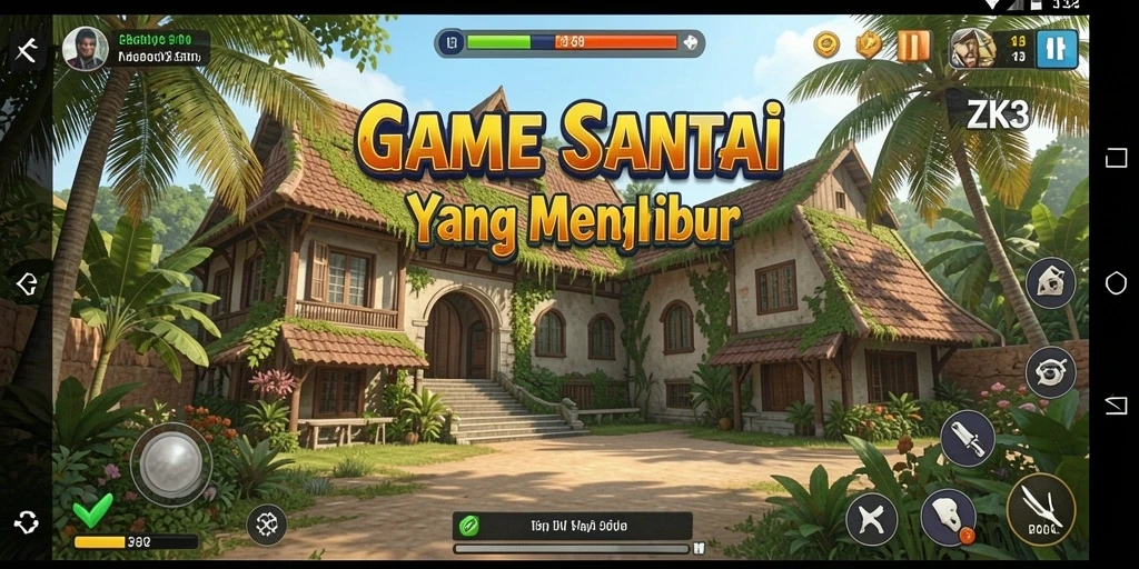 Tampilan gameplay ZK3 yang ceria dan menyenangkan.
